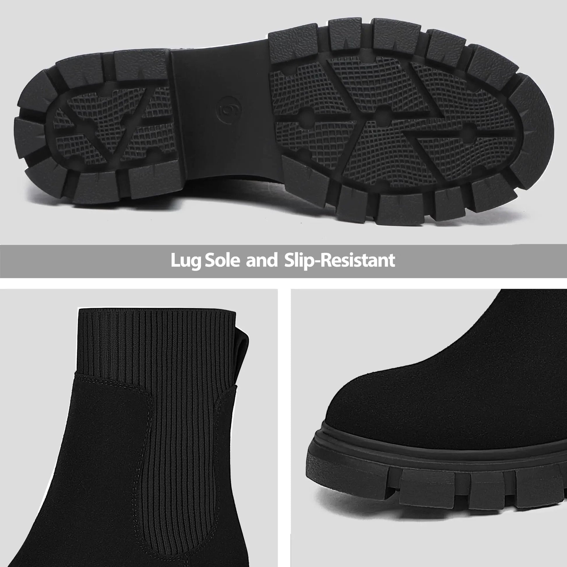 Athlefit Women's Chelsea Boots Fashion Slip on Platform Ankle Boots Lug Sole Chunky Booties 8 02black Anti Spier