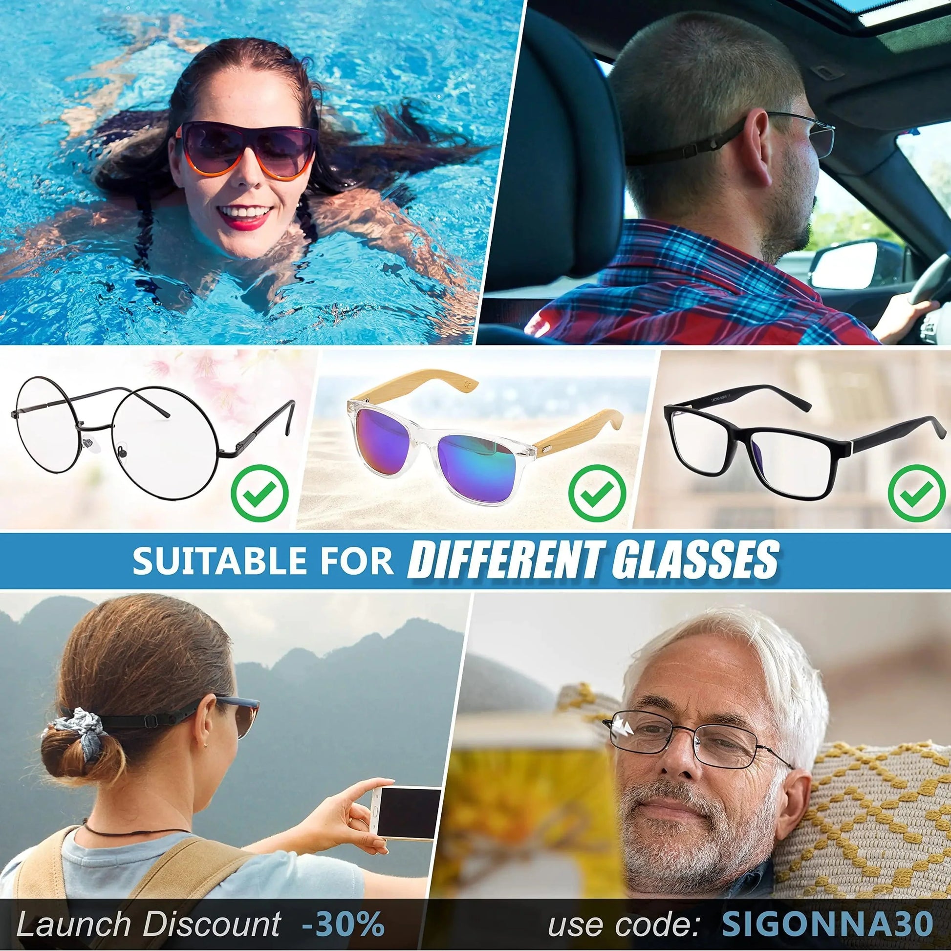 Glasses Strap Holder 3 Pcs Adjustable Eyeglasses Lanyards No Tail M 13.5 inch Anti Spier