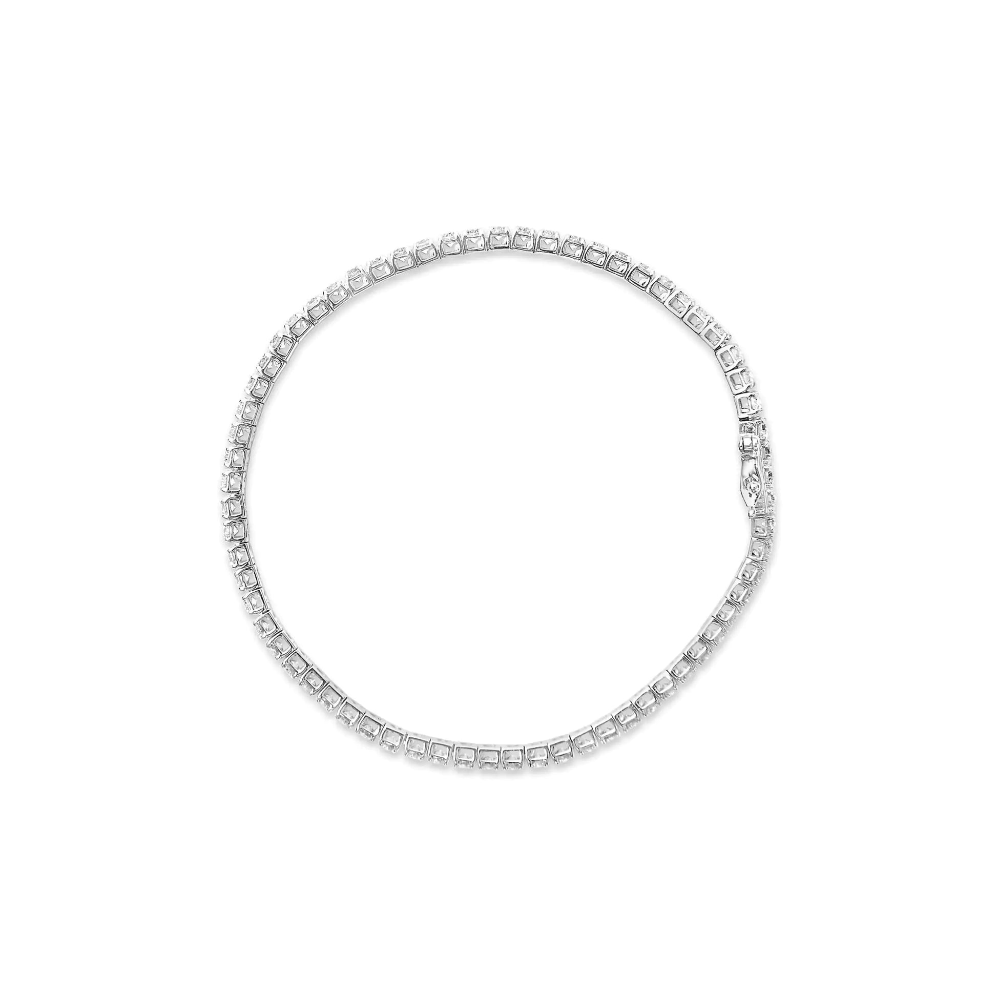14K White Gold Lab Grown 4.00 Cttw Round Brilliant Cut Diamond Prong Set Classic Tennis Bracelet - 7" (F-G Color, VS2-SI1 Clarity) - Anti Spier 