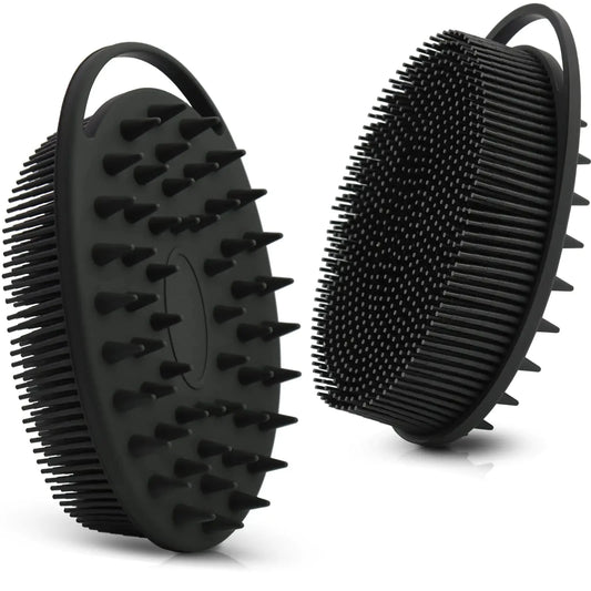 Upgrade Body Scrubber and Hair Shampoo Brush, All in One, Premium Silicone Loofah, Exfoliating Body Brush, Shower Scrubber for Body, Scalp Massager for Women, Men, Pet (1PC Black) Anti Spier