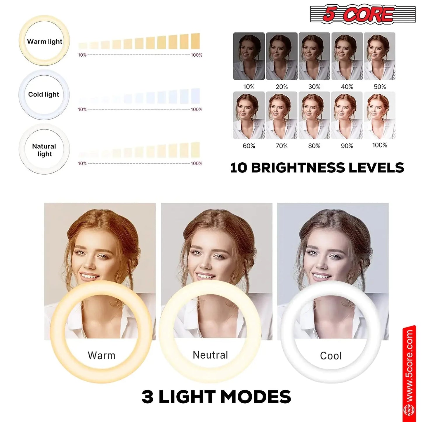 6 inch Ring Light with Cell Phone Stand Adjustable Ring light Angle  LED Circle Light w Phone Holder Anti Spier