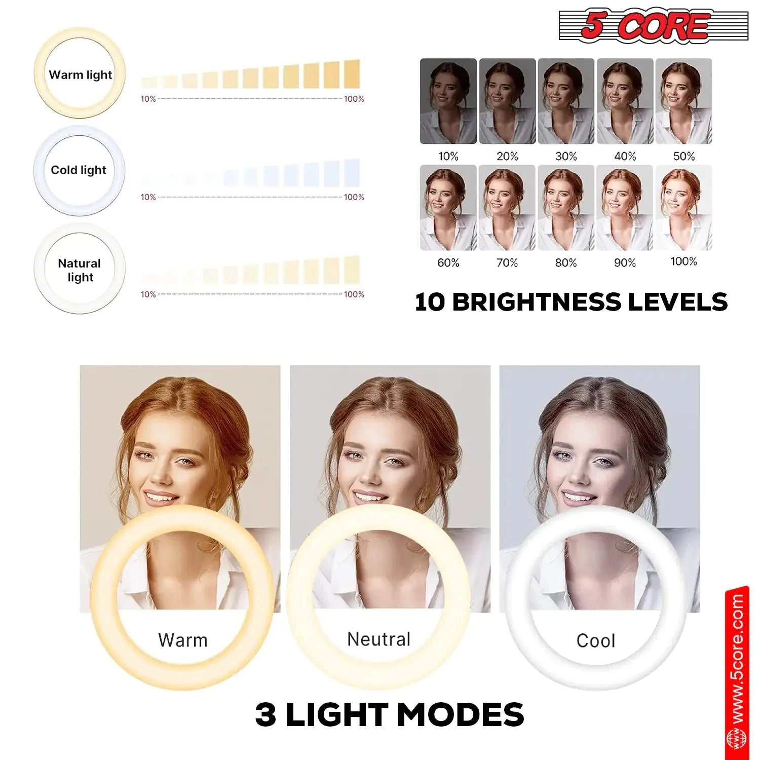 6 inch Ring Light with Cell Phone Stand Adjustable Ring light Angle  LED Circle Light w Phone Holder Anti Spier