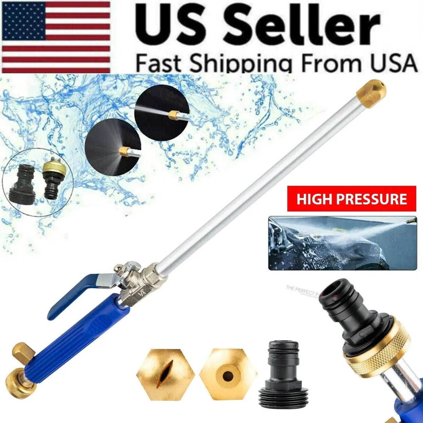 High Pressure Power Washer Water Spray Gun Nozzle Wand Attachment Garden Hose Anti Spier