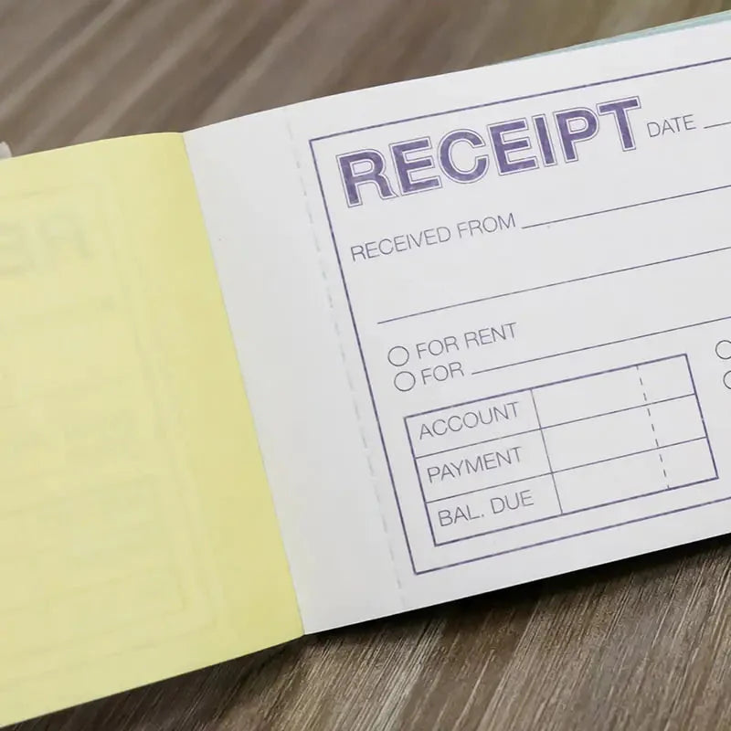 50 Sets 7 1/2" x 2 3/4" 2-Part Carbonless Cash or Rent Receipt Book Anti Spier