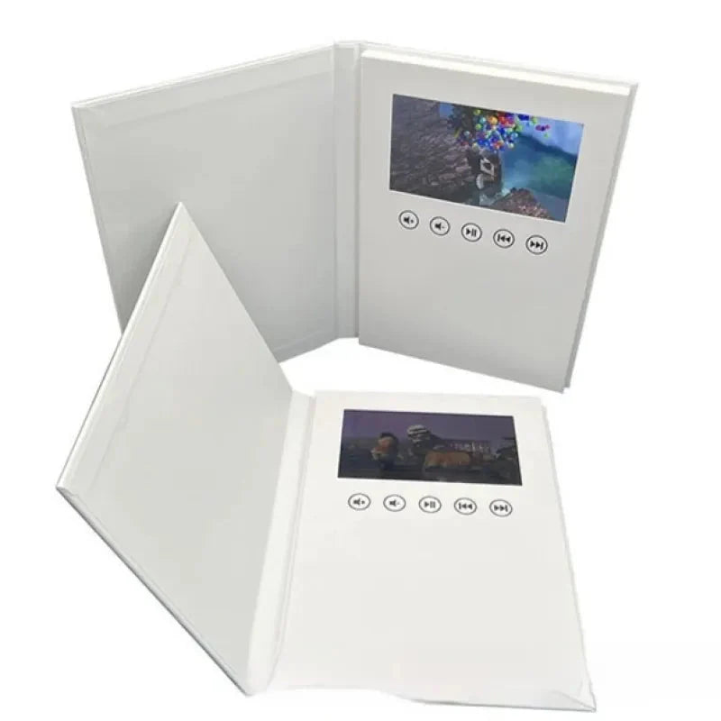 7-inch White Hardcover Video Brochure Card Anti Spier