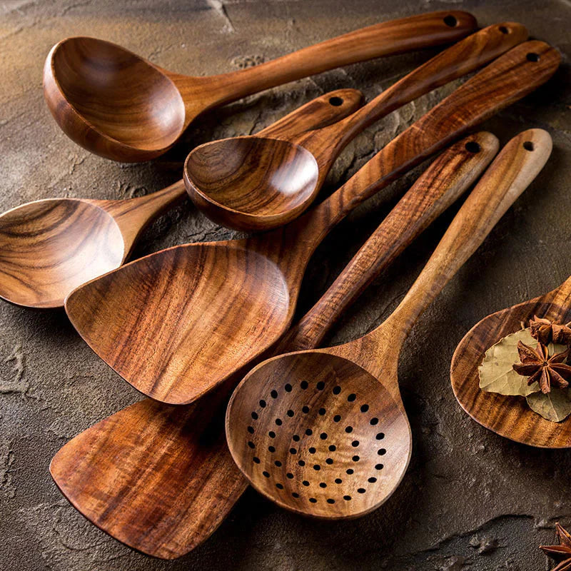 Essential Non-Stick Cookware & Wooden Spoon Set Anti Spier