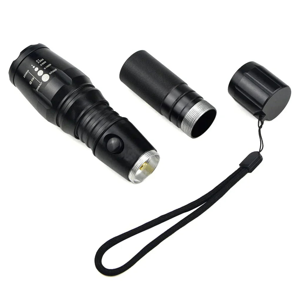 Super-Bright 90000LM LED Tactical Flashlight 5 Modes Zoomable Torch Searchlight Anti Spier