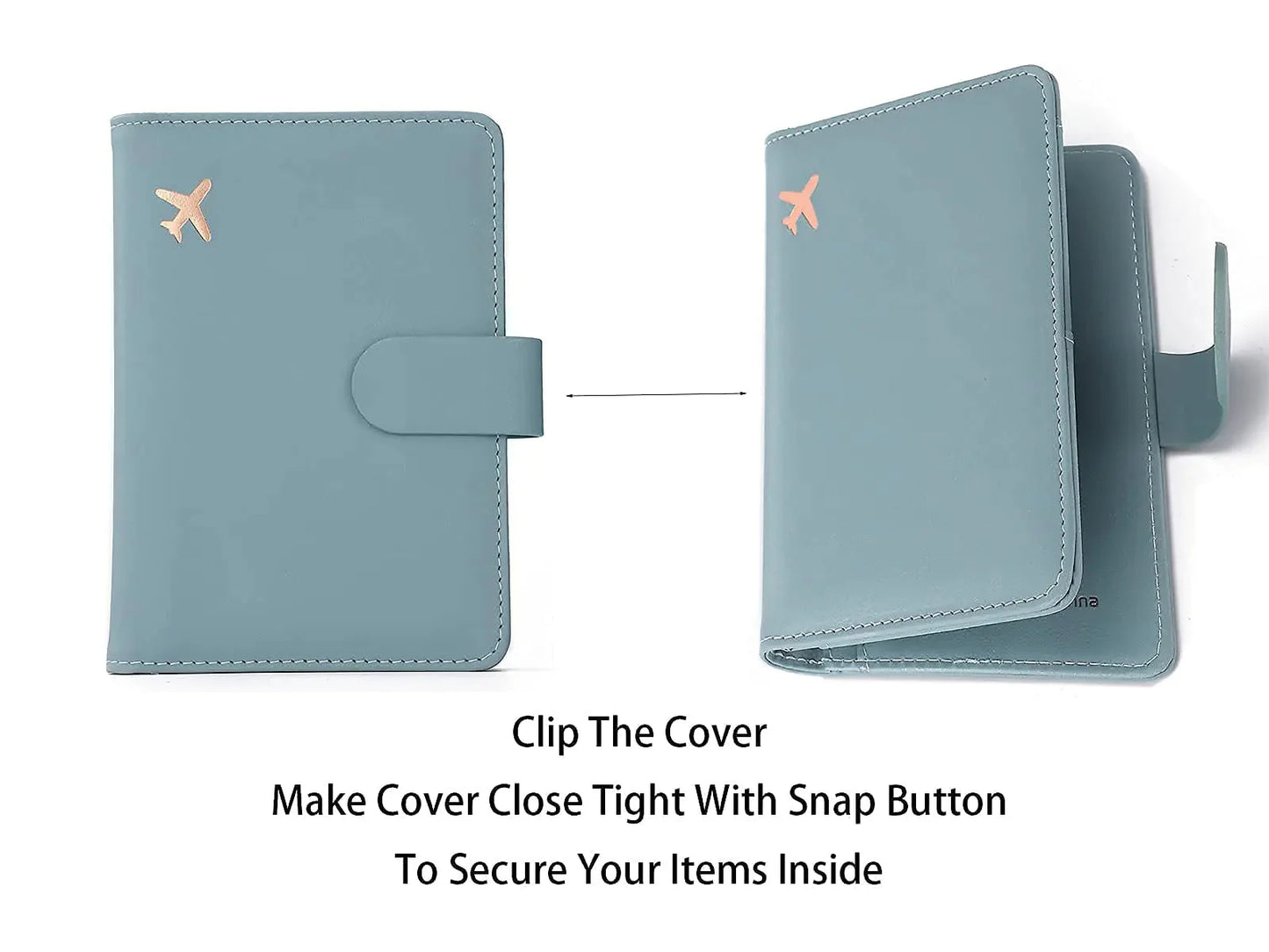 Melsbrinna Premium Leather Passport Holder Covers Case, Waterproof Rfid Blocking Travel Wallet Passport Holder with Pen Holder, Cute Passport Book for Women/Men Greyish green Anti Spier