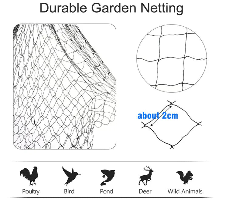 33FT Anti Bird Netting Pond Net Protection Tree Crops Plants Fruits Garden Mesh Anti Spier