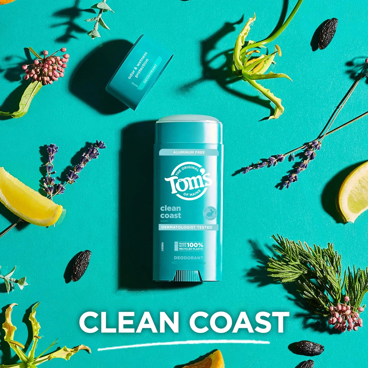 Tom’s of Maine Clean Coast Aluminum Free Natural Deodorant For Women & Men | Goes on Clear | Odor & Wetness Protection | Naturally Derived and Moisture-Locking Ingredients | 3.25 oz 3.25 Ounce (Pack of 1) Anti Spier