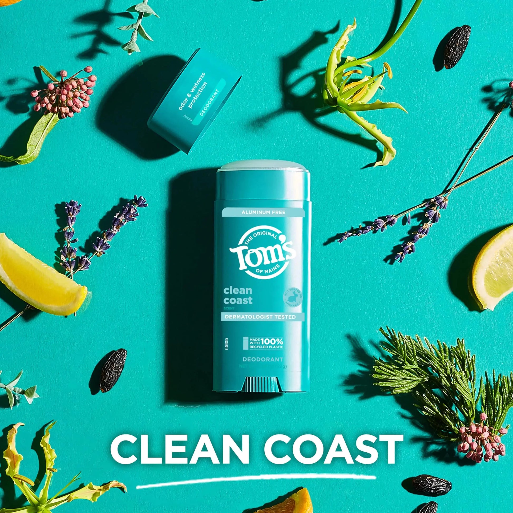 Tom’s of Maine Clean Coast Aluminum Free Natural Deodorant For Women & Men | Goes on Clear | Odor & Wetness Protection | Naturally Derived and Moisture-Locking Ingredients | 3.25 oz 3.25 Ounce (Pack of 1) Anti Spier