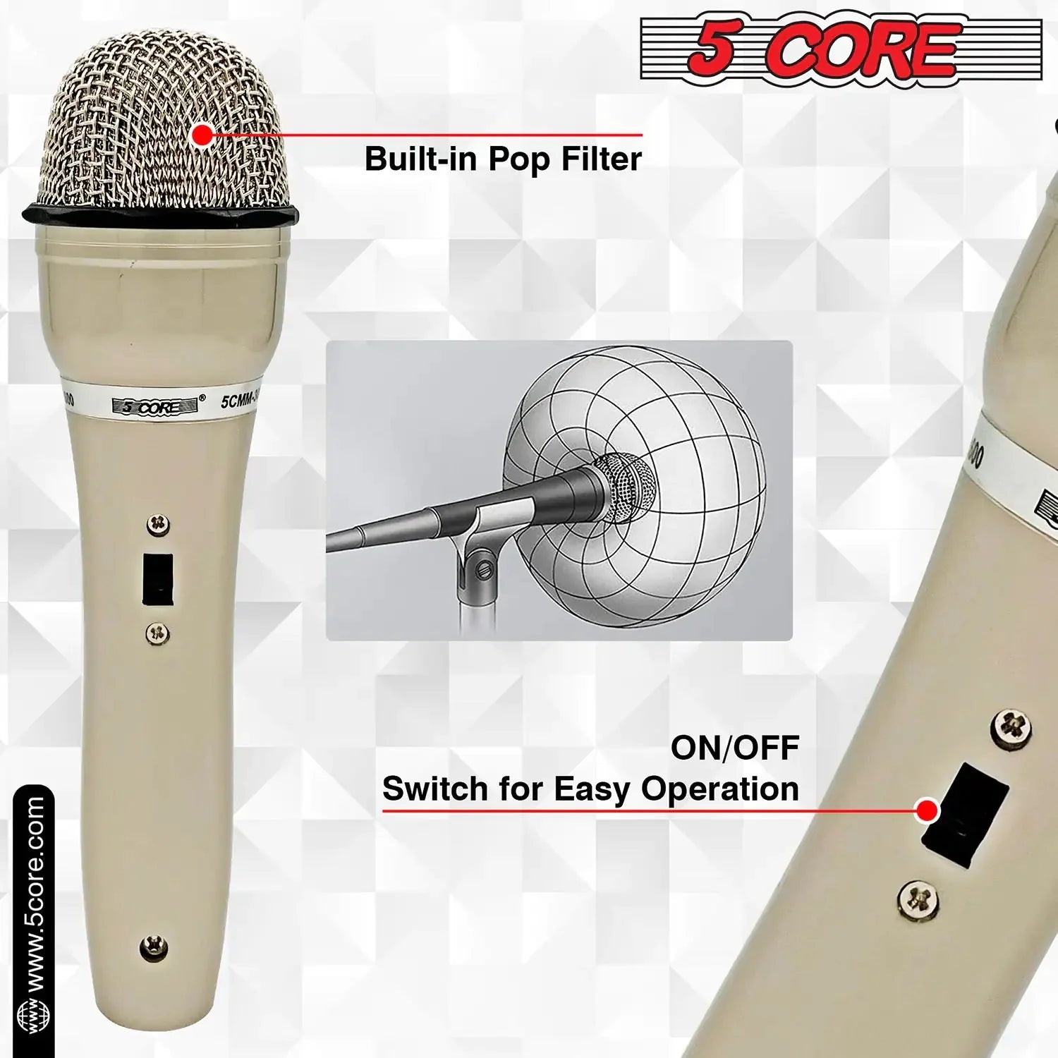5Core XLR Microphone Dynamic Mic Karaoke Singing Studio Mics Handheld Microfono Anti Spier