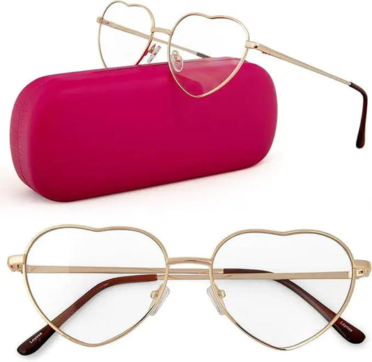 Blue Light Glasses For Woman Cute Gold Frame Heart Shaped Bluelight Glasses Blue Light Blocking Glasses for Computer Screen Phone TV Gaming Anti Spier