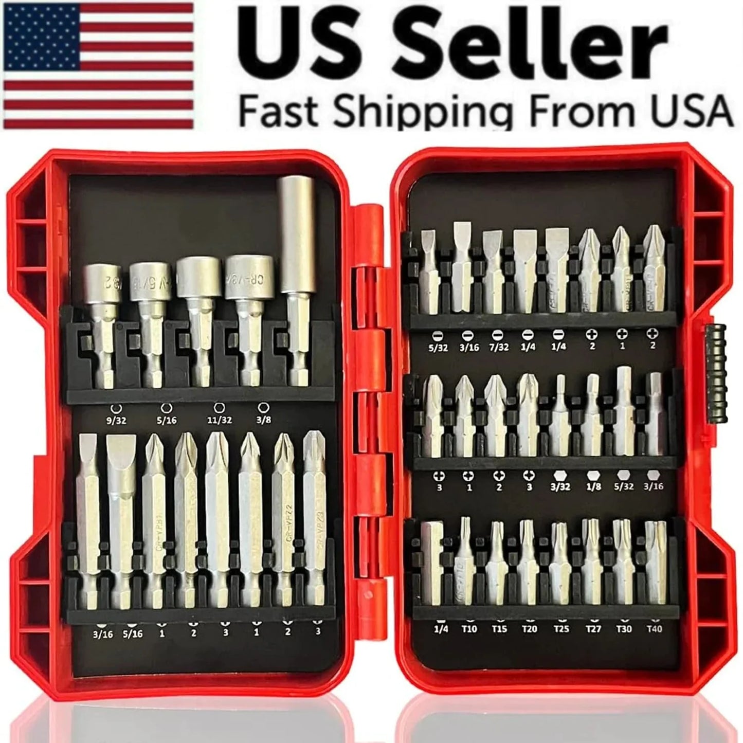 37 Piece Impact Screwdriver Bit Set Nut Driver Torx Phillips Tool Magnetic Drill Anti Spier