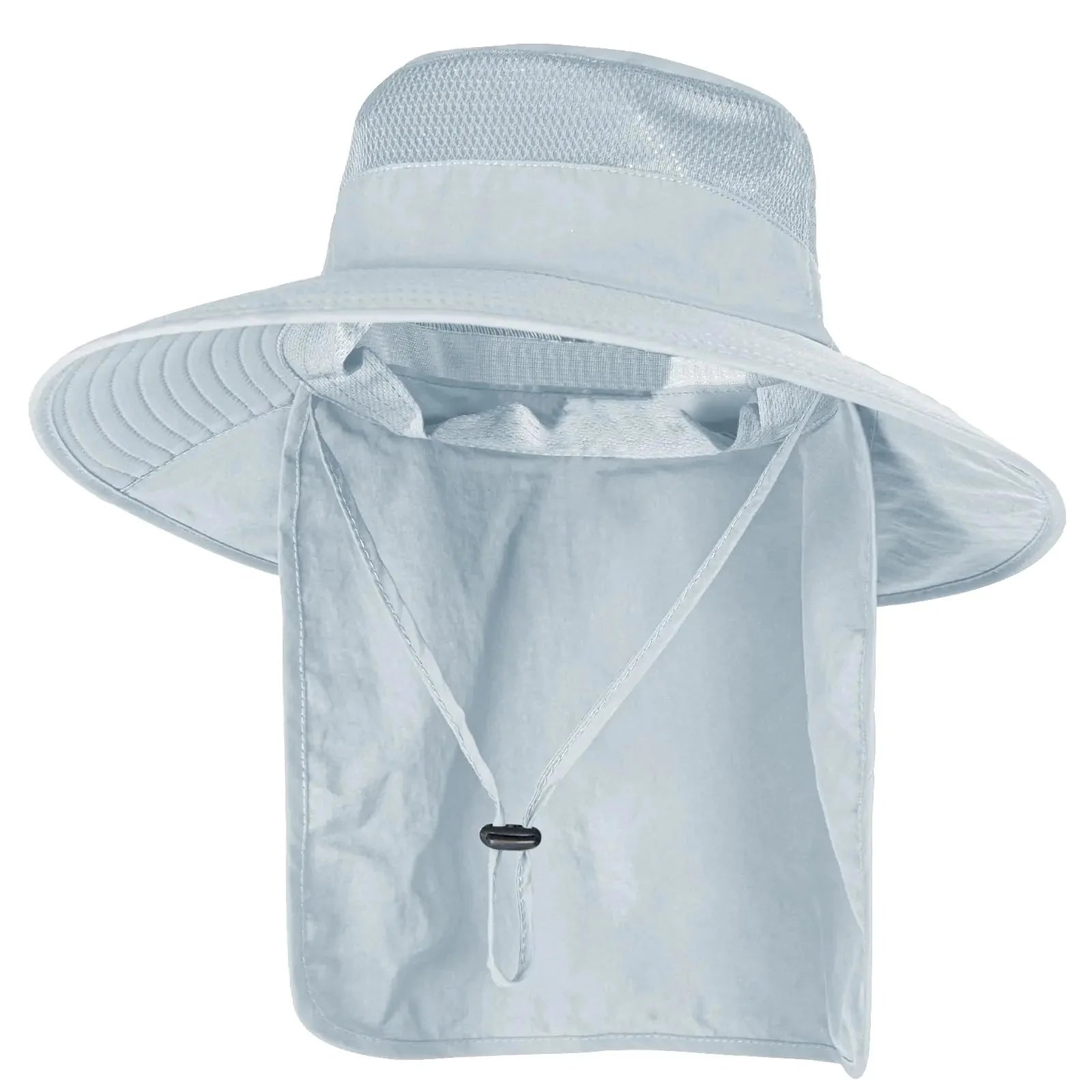 Sun Hats for Men Women Fishing Hat UPF 50+ Breathable Wide Brim Bucket Hats Summer UV Protection Safari Hat with Neck Flap Black/Light Grey 2 Anti Spier