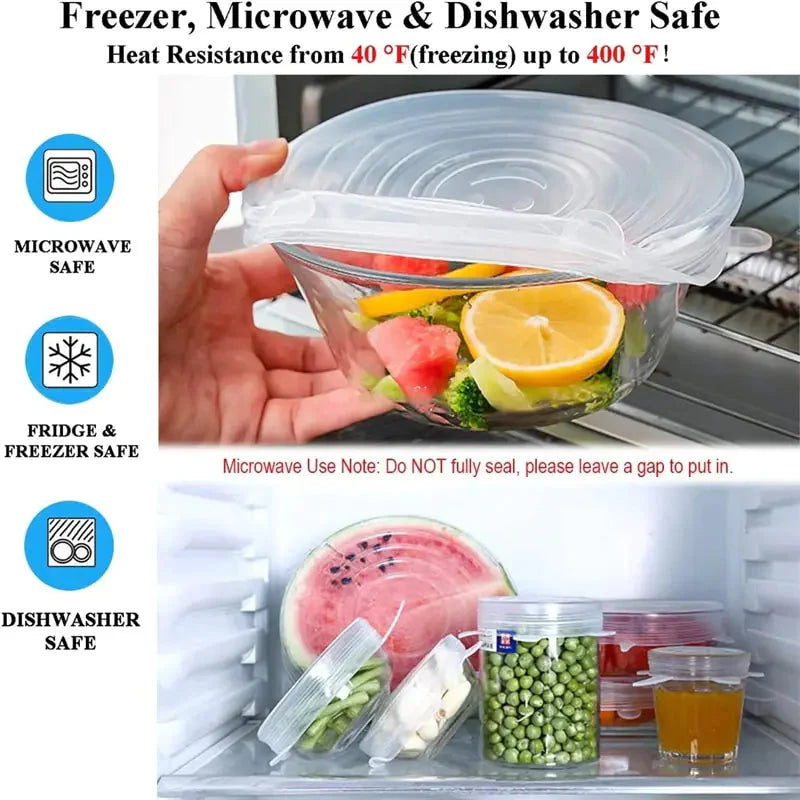 Silicone Stretch Lids Reusable Airtight Food Wrap Covers Anti Spier