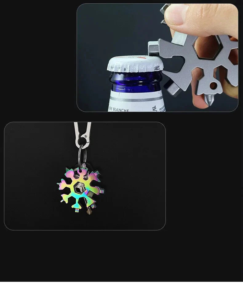 18-in-1 Snowflake Multi-Tool: Outdoor Camping Wrench, Bottle Opener, Screwdriver Anti Spier