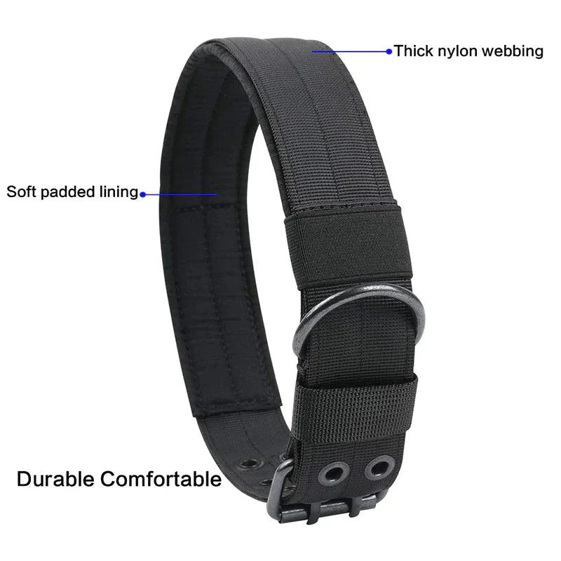 2" Wide Tactical Heavy Duty Nylon Large Dog Collar K9 Military With Metal Buckle Anti Spier
