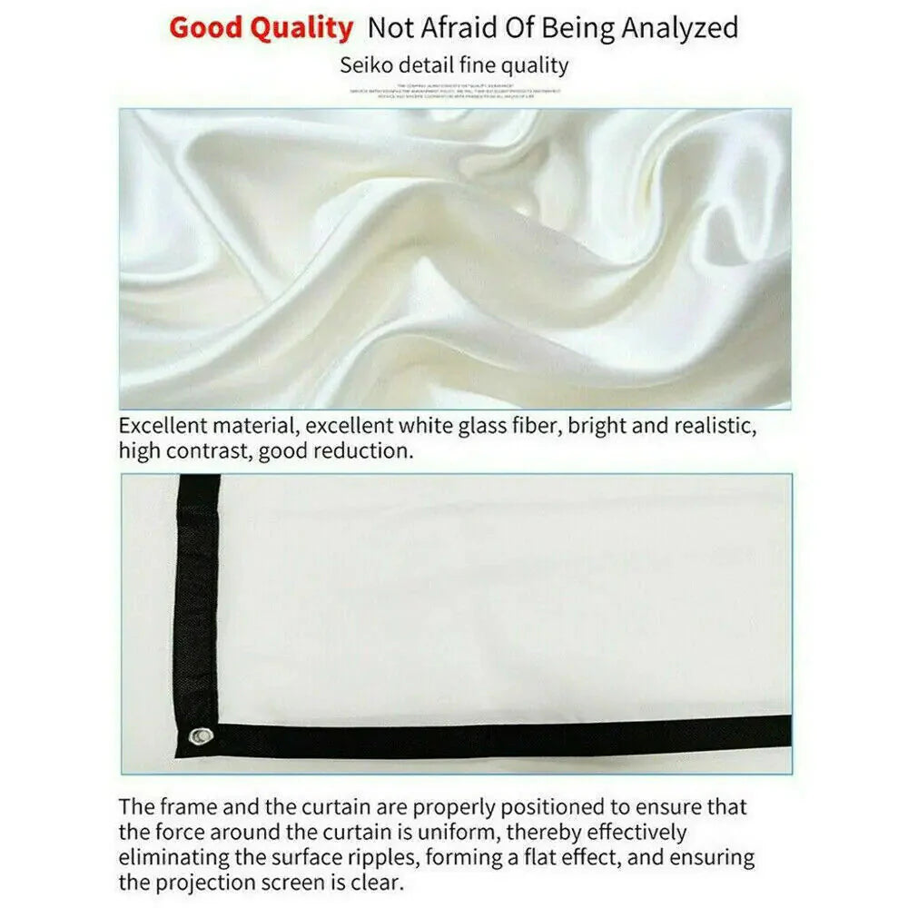 Portable Foldable Projector Screen 16:9 HD Outdoor Home Cinema Theater 3D Movie Anti Spier