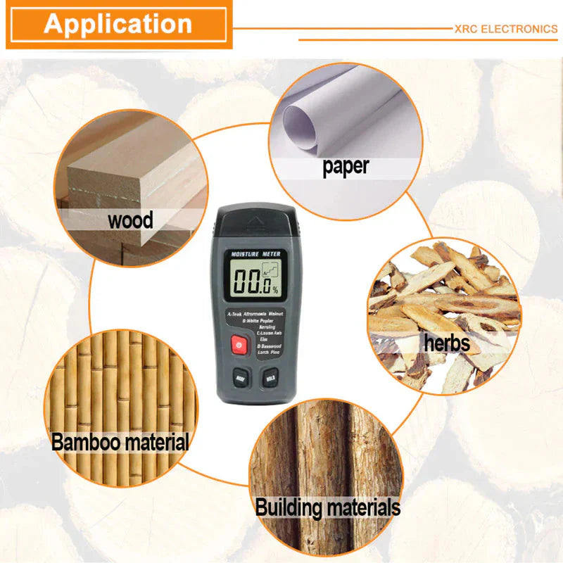 Digital LCD Wood Moisture Meter Detector Tester Wood Firewood Paper Cardboard Anti Spier