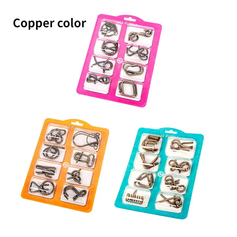 8-Piece Metal Montessori IQ Brain Teaser Puzzle Set for All Ages Anti Spier