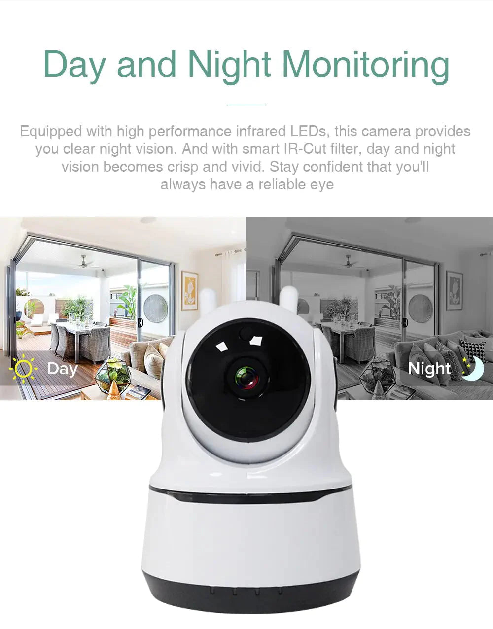Wireless Security Camera 1080P Night Vision, Motion Detection, Activity Alert, Deterrent Alarm Anti Spier