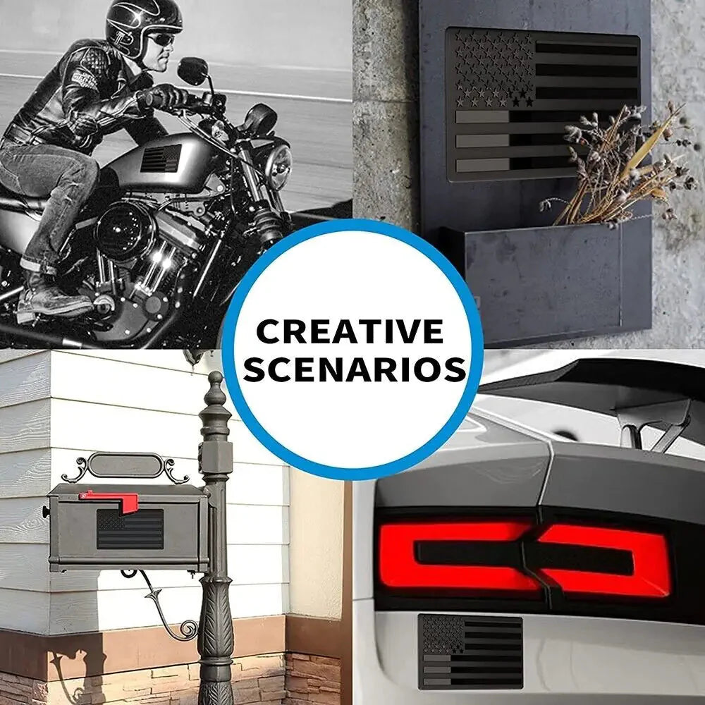 2PCS Metal USA Flag Sticker American Car Truck Decal Emblem Black Anti Spier