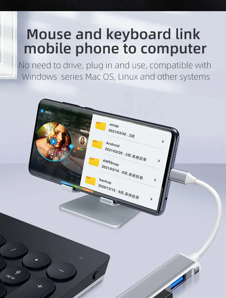 USB-C Type C to USB 3.0 4 Port Hub Splitter For PC Mac Phone MacBook Pro iPad Anti Spier