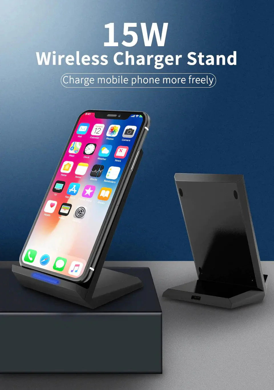15W FAST WIRELESS CHARGER WITH STAND QUICK CHARGE Anti Spier