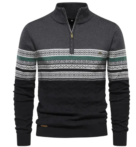 Men's Stand-up Collar Half-Zip Sweater Anti Spier