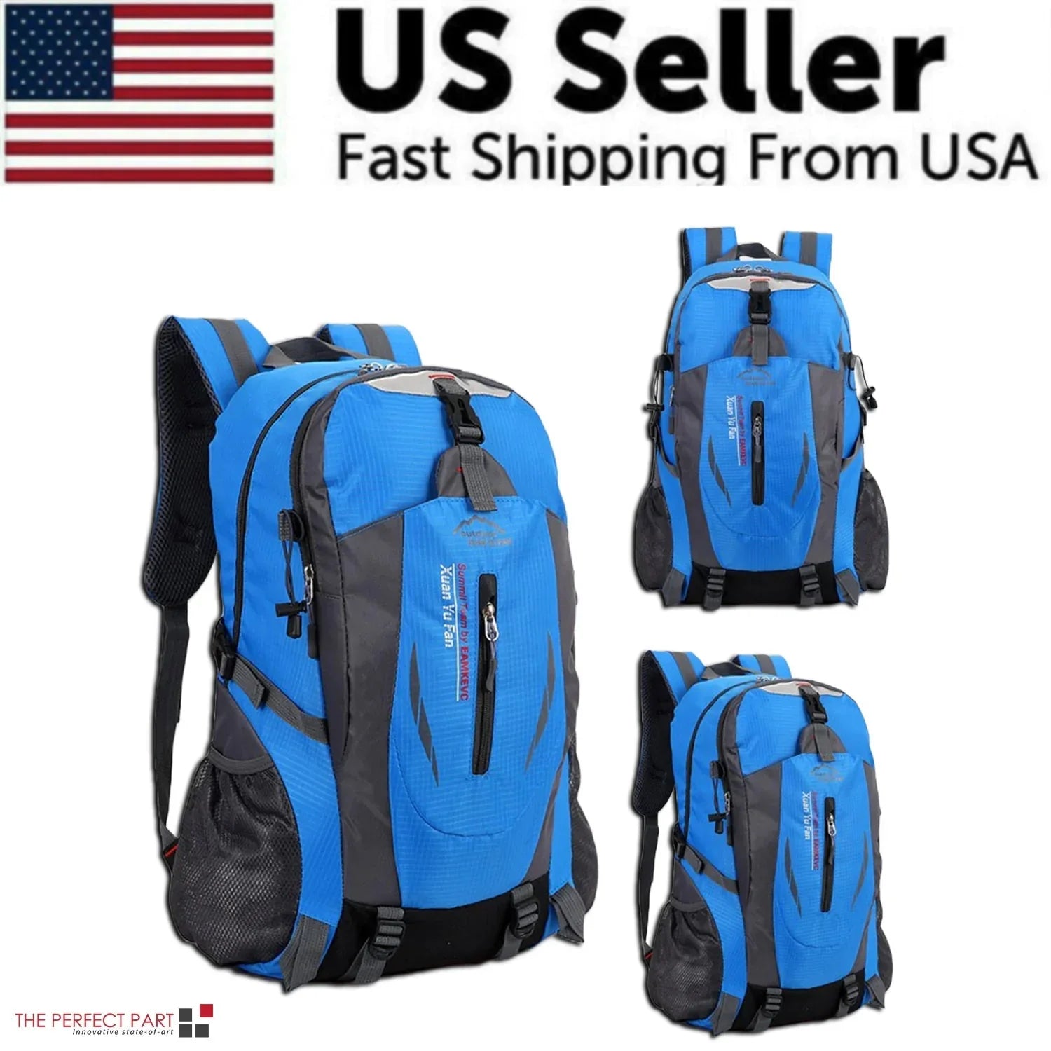 40L Men Women Travel Backpack Rucksack Camping Laptop Hiking School Book Bag USA Anti Spier