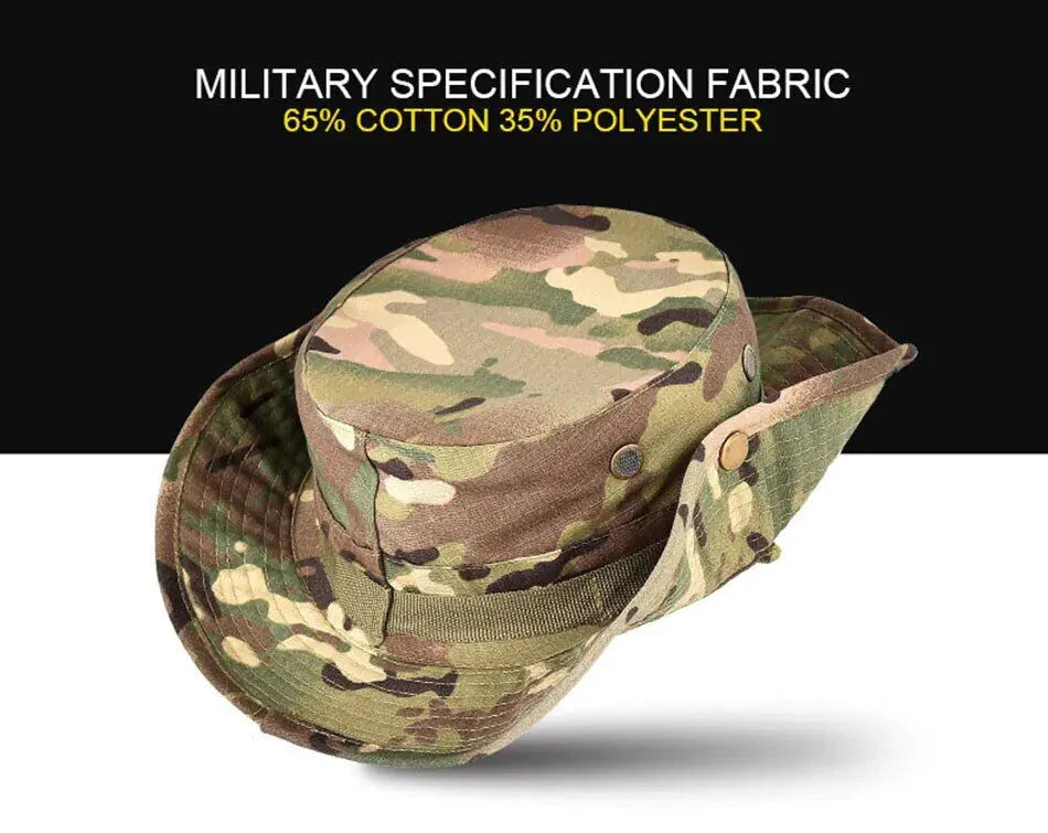 Boonie Bucket Hats Outdoor Fishing Hunting Wide Brim Mesh Camo Safari Sun Cap Anti Spier