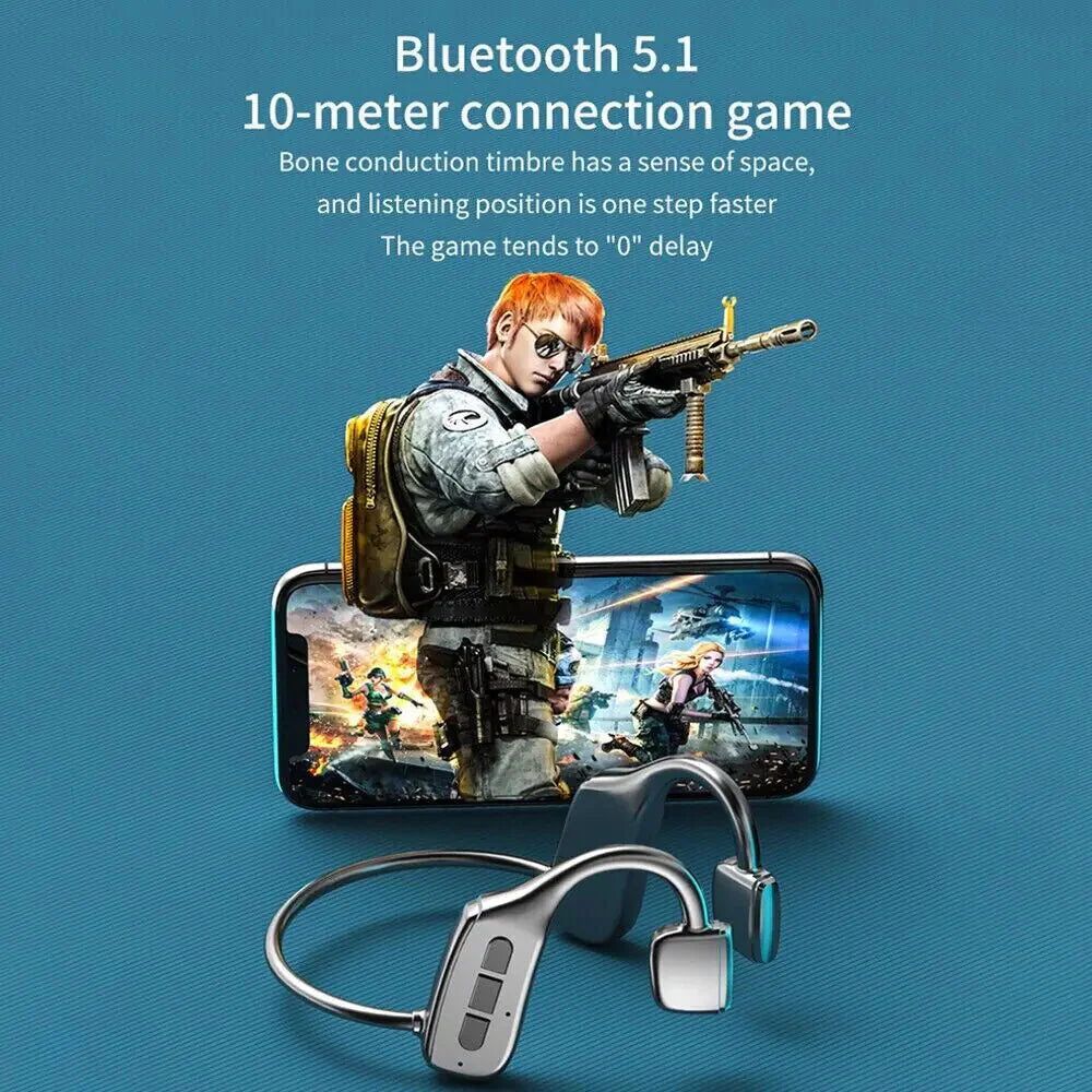 Bone Conduction Headphones Bluetooth 5.1 Wireless Headset Earbuds Outdoor Sport Anti Spier