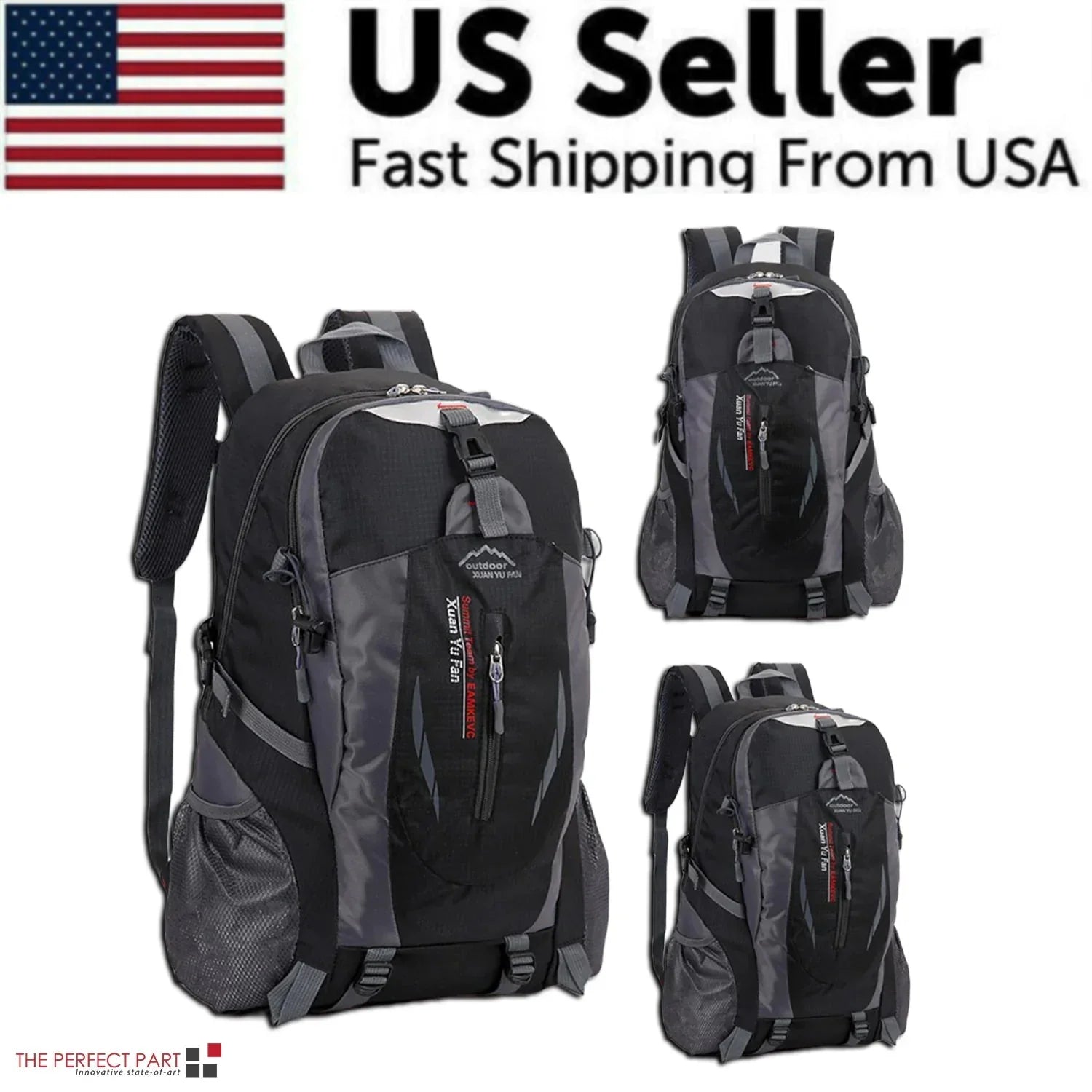 40L Men Women Travel Backpack Rucksack Camping Laptop Hiking School Book Bag USA Anti Spier
