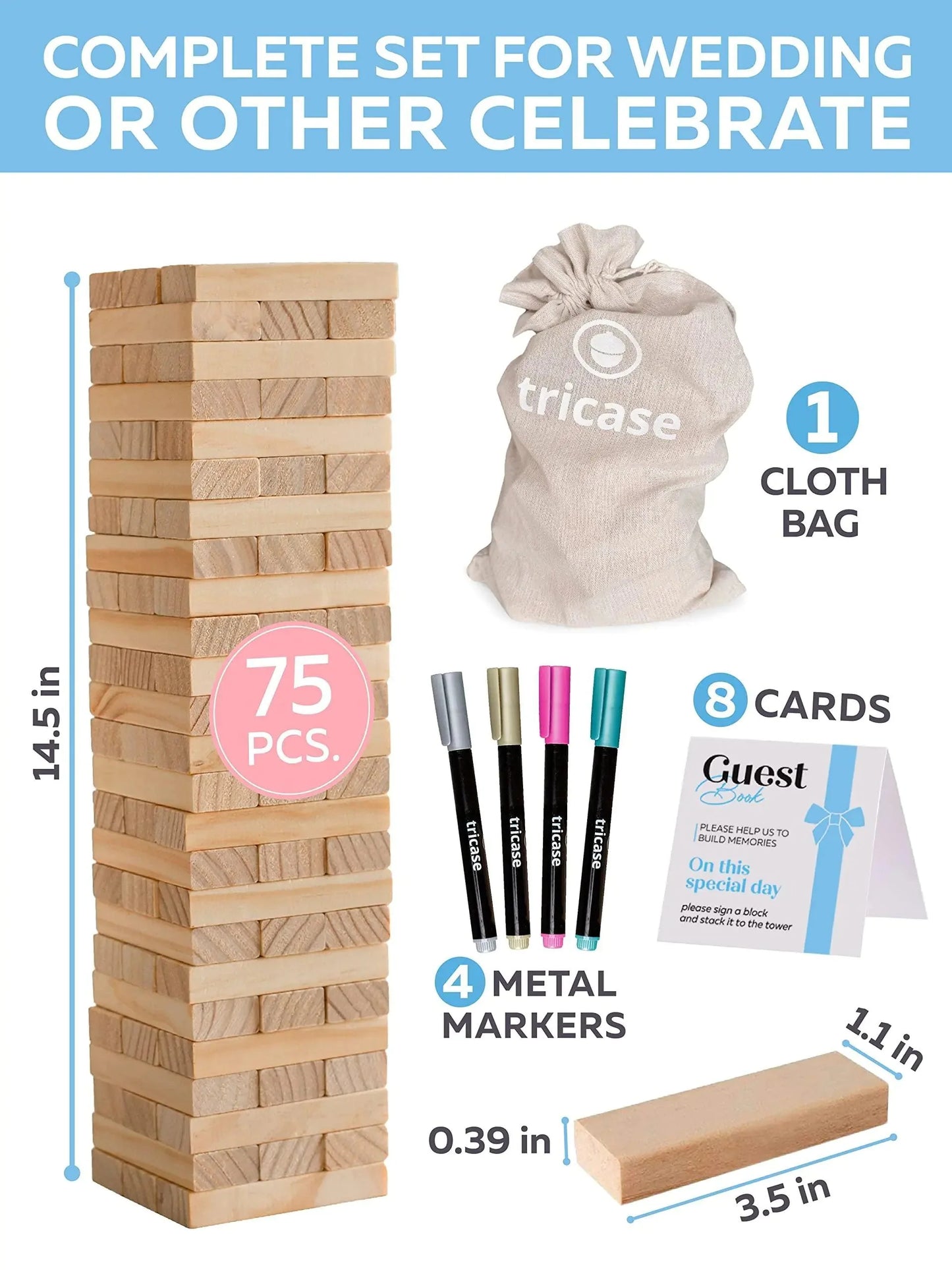 Wedding Guest Book Alternative 75 pcs Wooden Block Guest Book for Sign Anti Spier