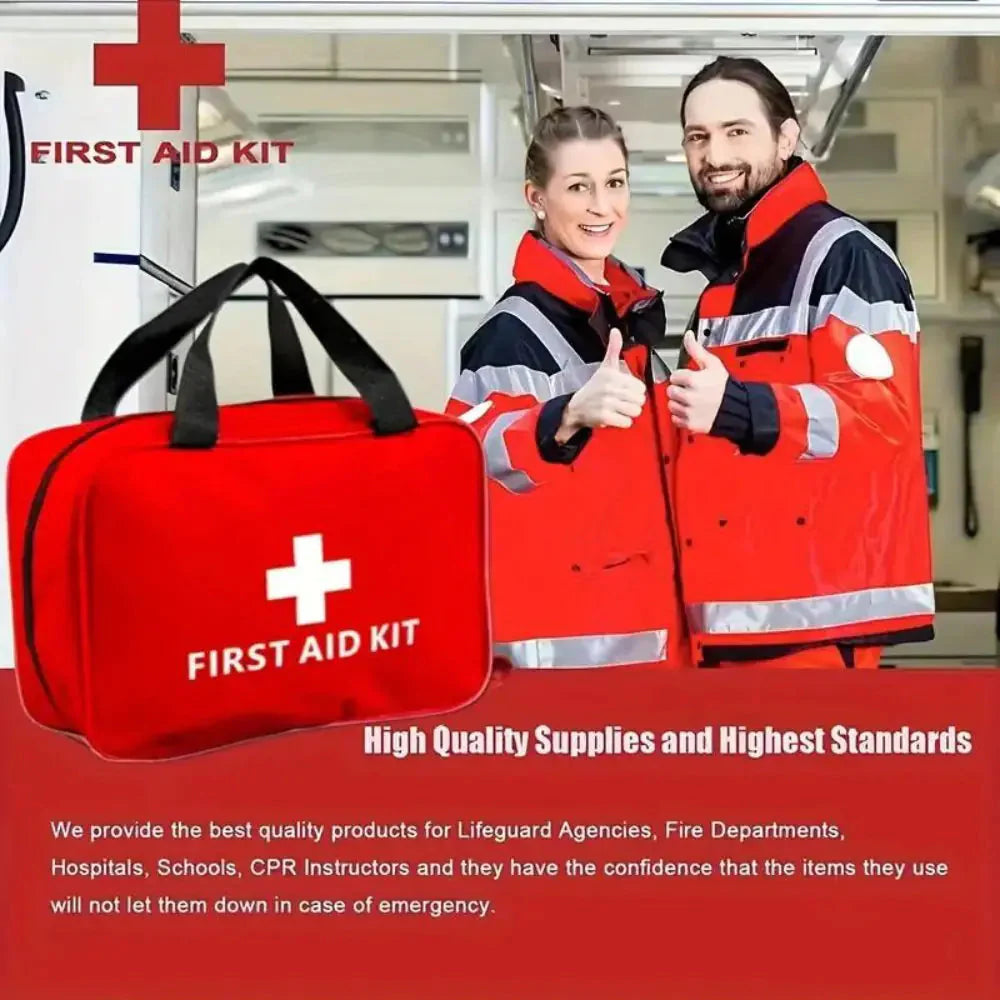 173pcs Large First Aid Kit: Portable Bag For Outdoor Hunting, Hiking, Camping And More - Including Emergency Supplies! Anti Spier