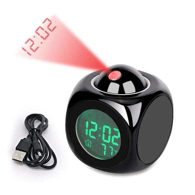 LED Projection Alarm Clock Digital LCD Display Voice Talking Weather Snooze USB Anti Spier