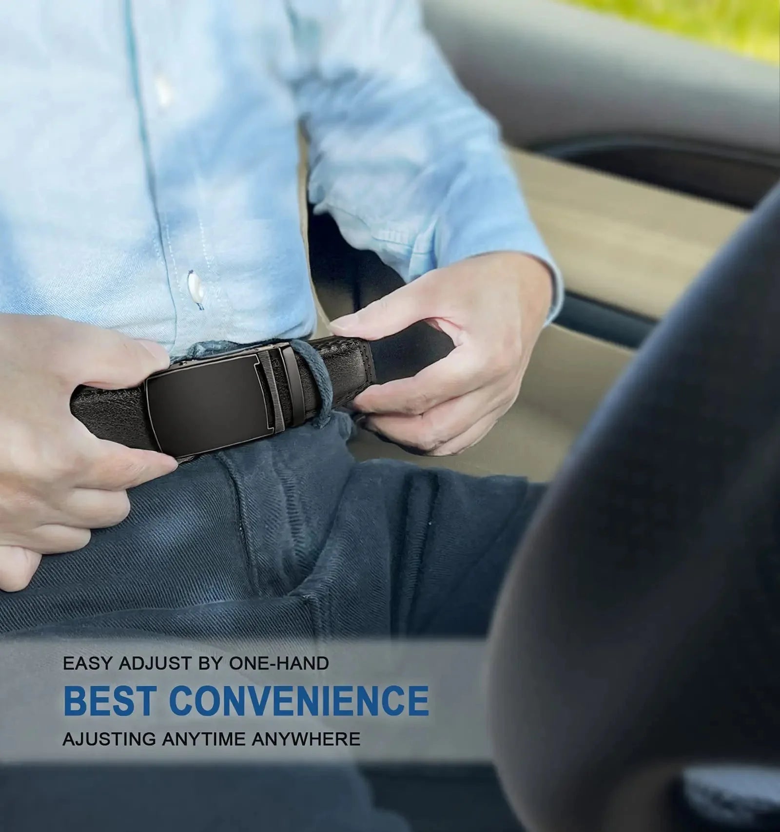 BULLIANT Men's Belt,Slide Ratchet Belt For Gift Men Dress Pant Shirt Oxfords,Trim To Fit Black847 44"-52"Waist Adjustable Anti Spier