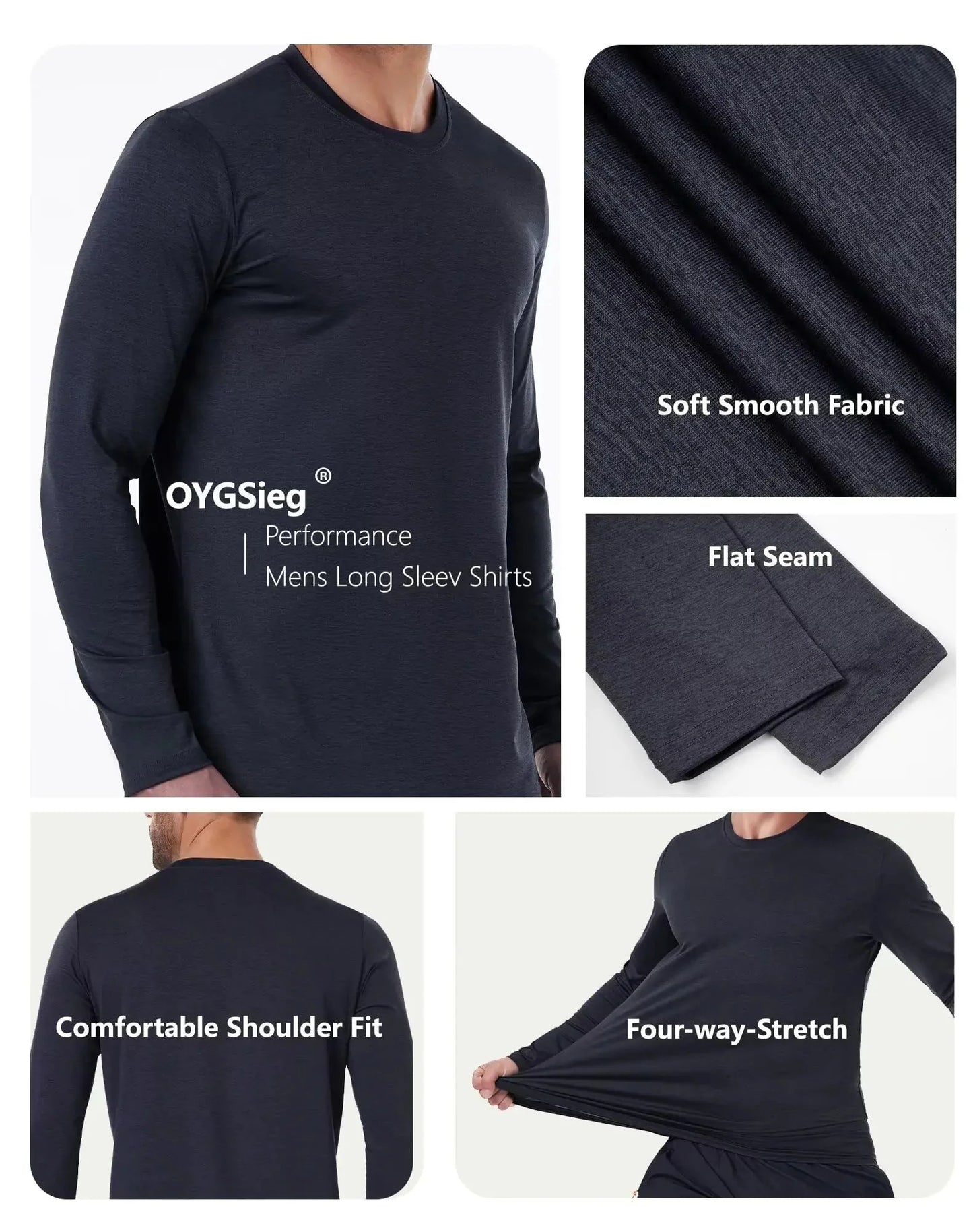 6 Pack Men's Quick Dry Long Sleeve Shirts Moisture Wicking Sun Protection UV UPF SPF Performance T-Shirt for Casual Small 2*black/2*grey/2*dark Grey(6 Pack) Anti Spier