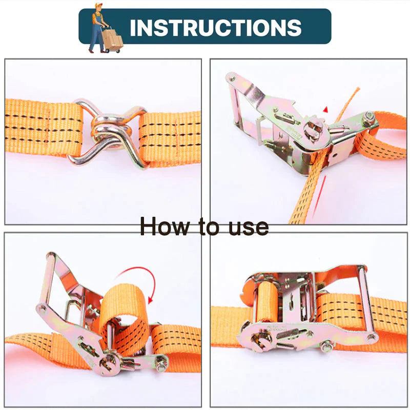 4 PK Ratchet Tie Down Straps 1.5" x 15 Feet 4,000 LB Safety J Hook Heavy Duty US Anti Spier