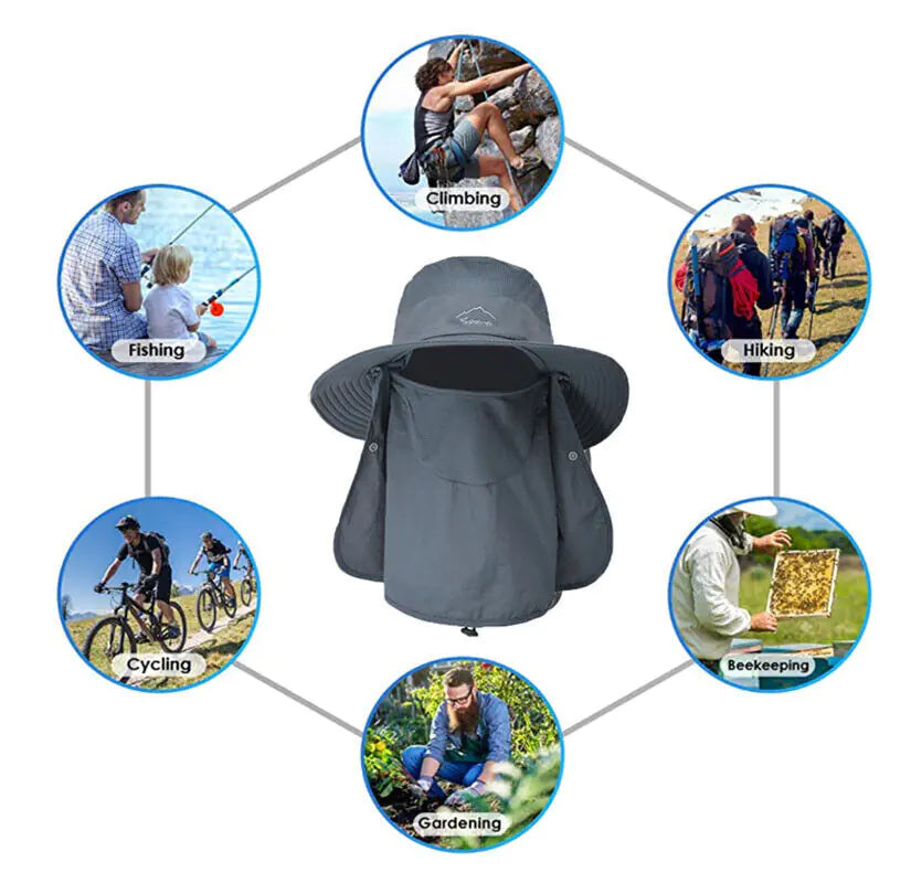 Wide Brim Sun Hat UV Protection Bucket Cap For Hiking Camping Fishing Safari Men - Anti Spier 