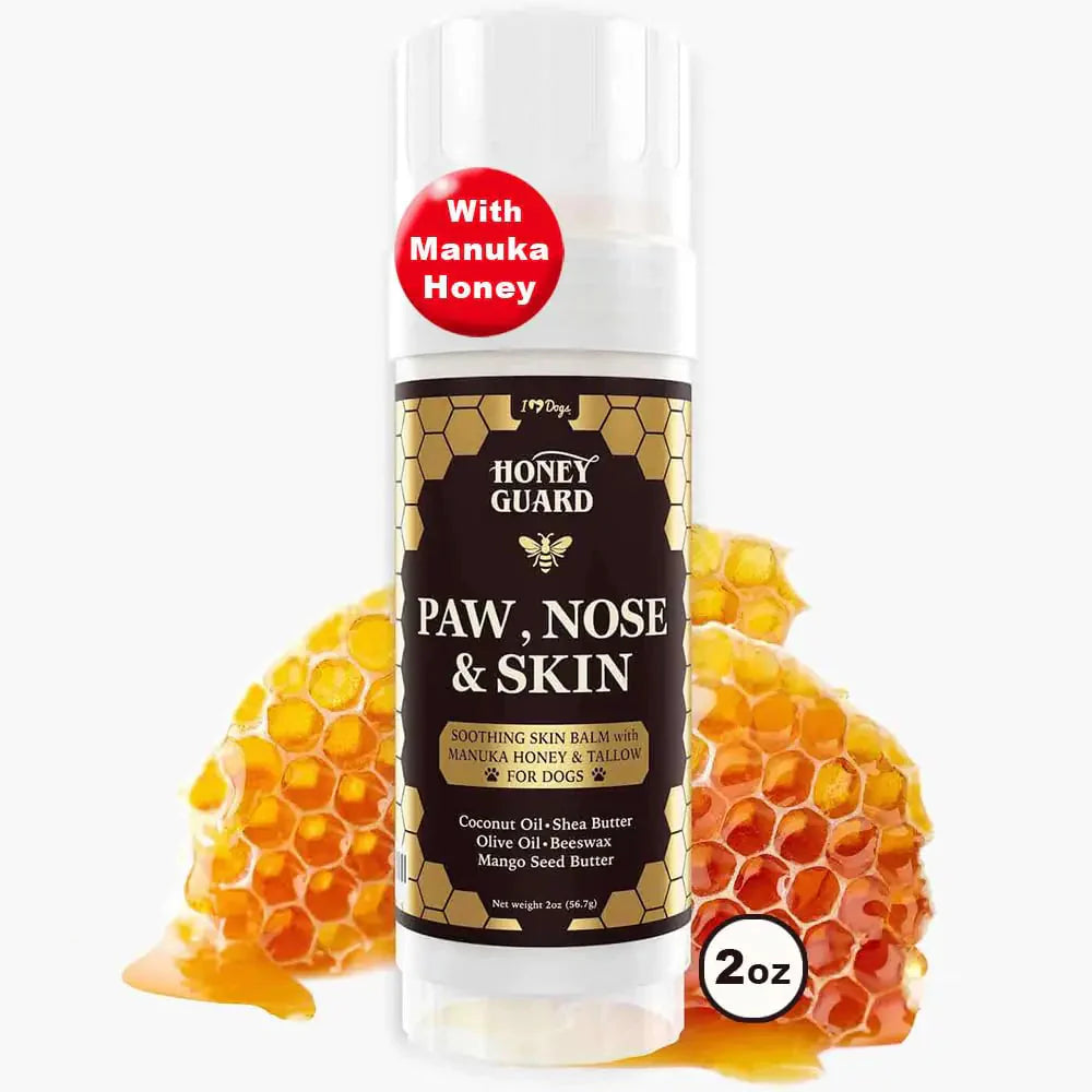 iHeartDogs Honey Guard Paw Nose & Skin Dog Healing Balm - Manuka Honey Tallow Shea Butter & Mango Seed Oil - 2oz Anti Spier