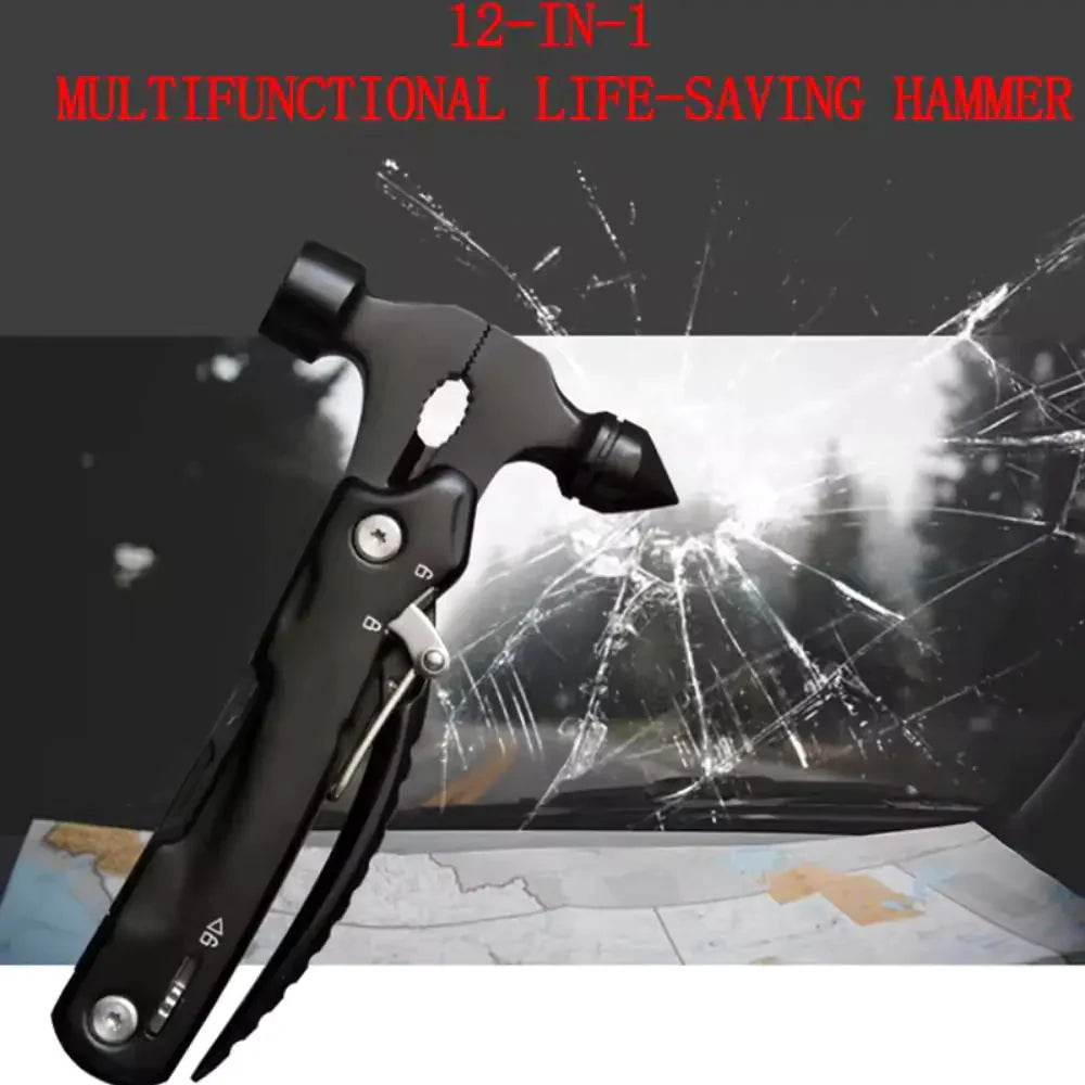 High-Quality Multi-Tool Hammer Hatchet with Knife, Saw, and Mini Claw – Ultimate Car Safety Hand Tool Anti Spier