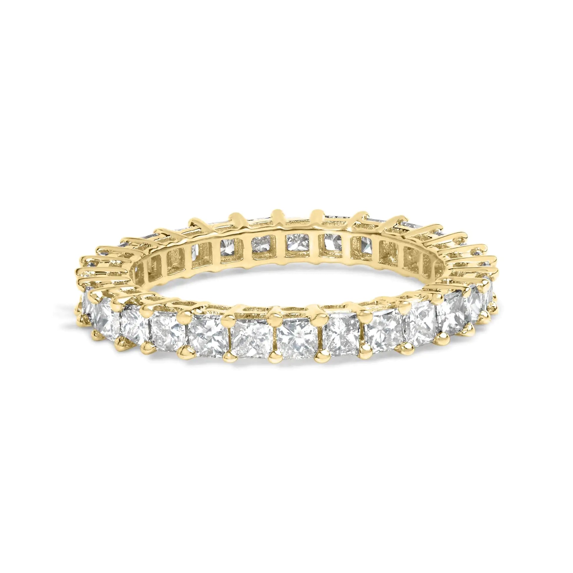 14K Yellow Gold 2.00 Cttw Shared Prong Set Princess Cut Diamond Eternity Band Ring (J-K Color, SI1-SI2 Clarity) - Ring Size 7 - Anti Spier 