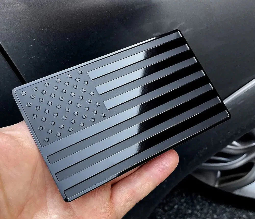 2PCS Metal USA Flag Sticker American Car Truck Decal Emblem Black Anti Spier