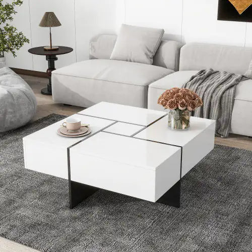 Unique Design Coffee Table With 4 Hidden Storage Compartments Anti Spier