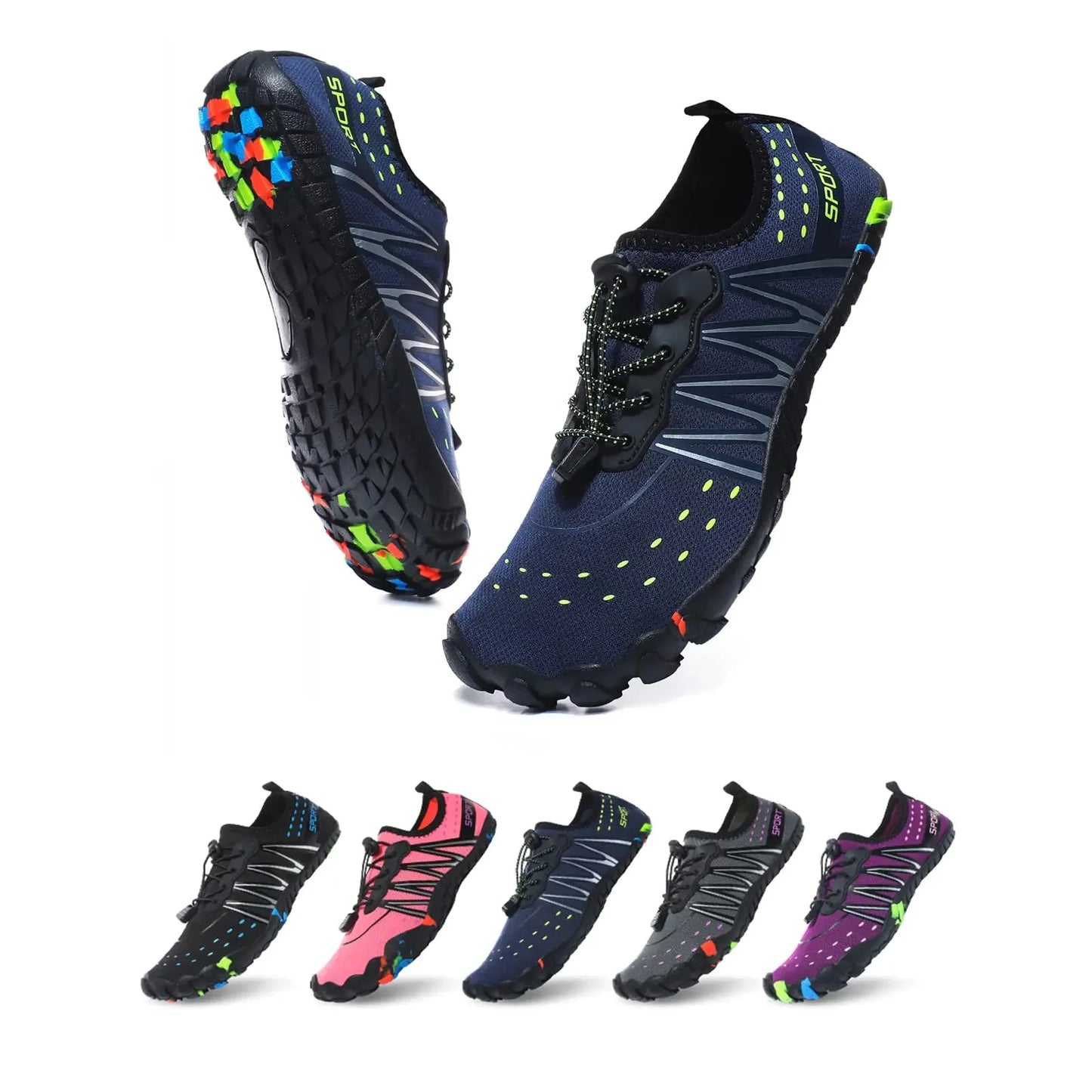 ziitop Water Shoes for Men Women Beach Barefoot Swim Rock Climbing Pool Shoes Socks, Anti-Slip Breathable Quick Dry Lightweight Slip-on, Outdoor Sport Hiking Walking Boating Fishing Diving Surfing 10.5 Women/9.5 Men Blue Anti Spier