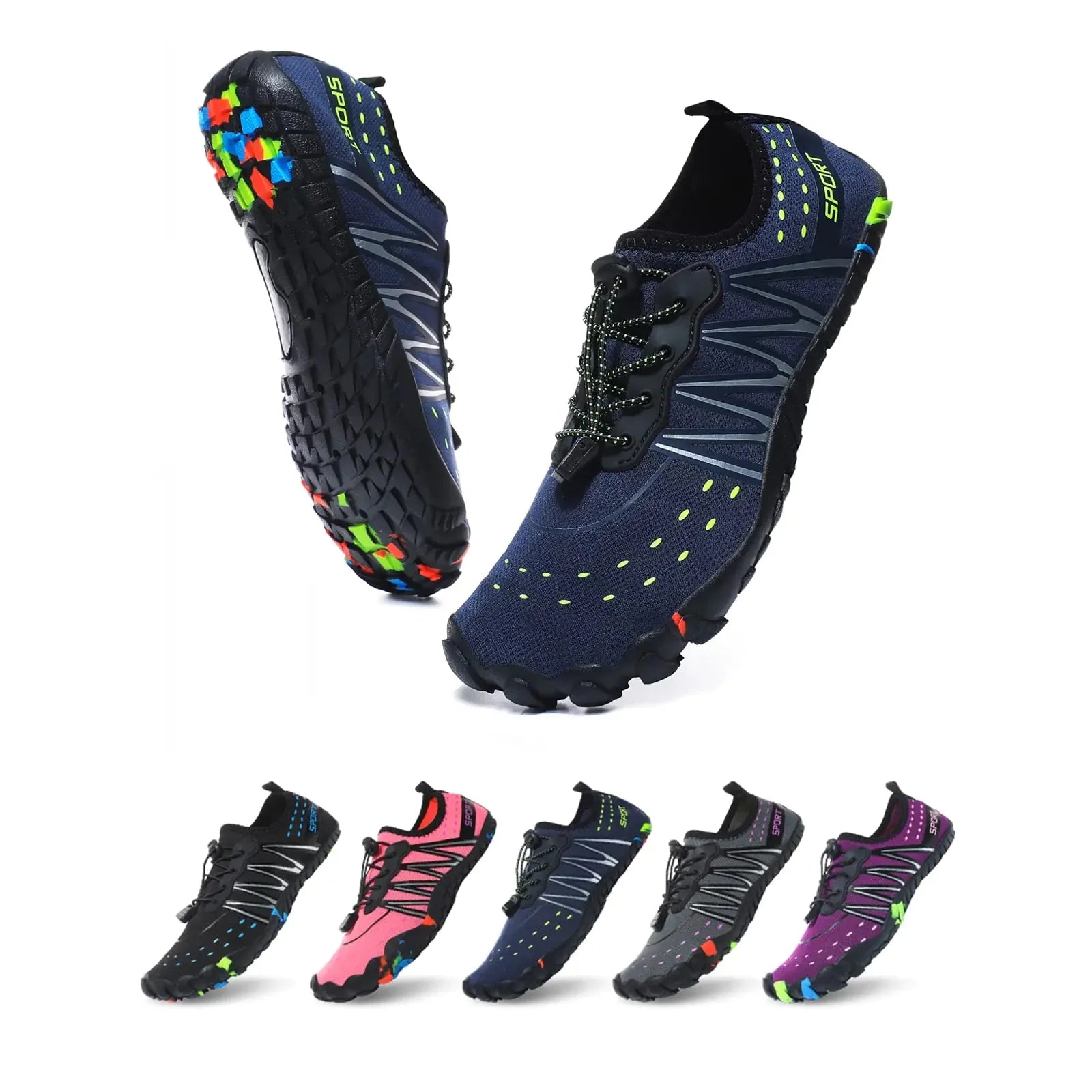 ziitop Water Shoes for Men Women Beach Barefoot Swim Rock Climbing Pool Shoes Socks, Anti-Slip Breathable Quick Dry Lightweight Slip-on, Outdoor Sport Hiking Walking Boating Fishing Diving Surfing 10.5 Women/9.5 Men Blue Anti Spier