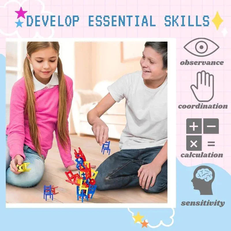 Chairs Stacking Puzzle Game (Set of 18) Anti Spier