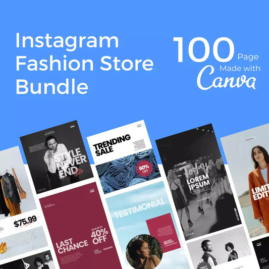 Downloadable Instagram Fashion Store 100 Pages Bundle Anti Spier